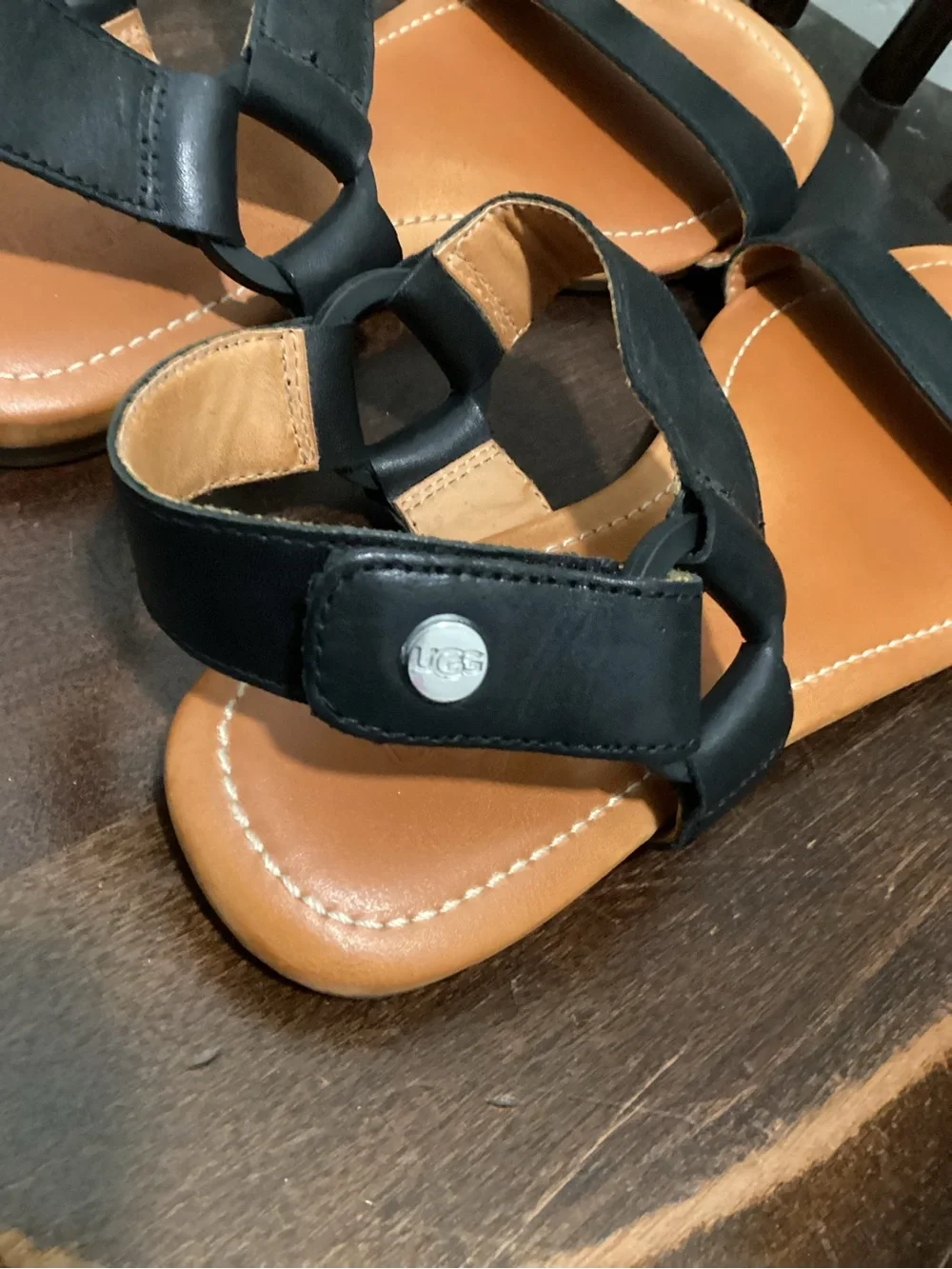UGG Rynell Black Strappy Women's Sandals Leather size 7 US